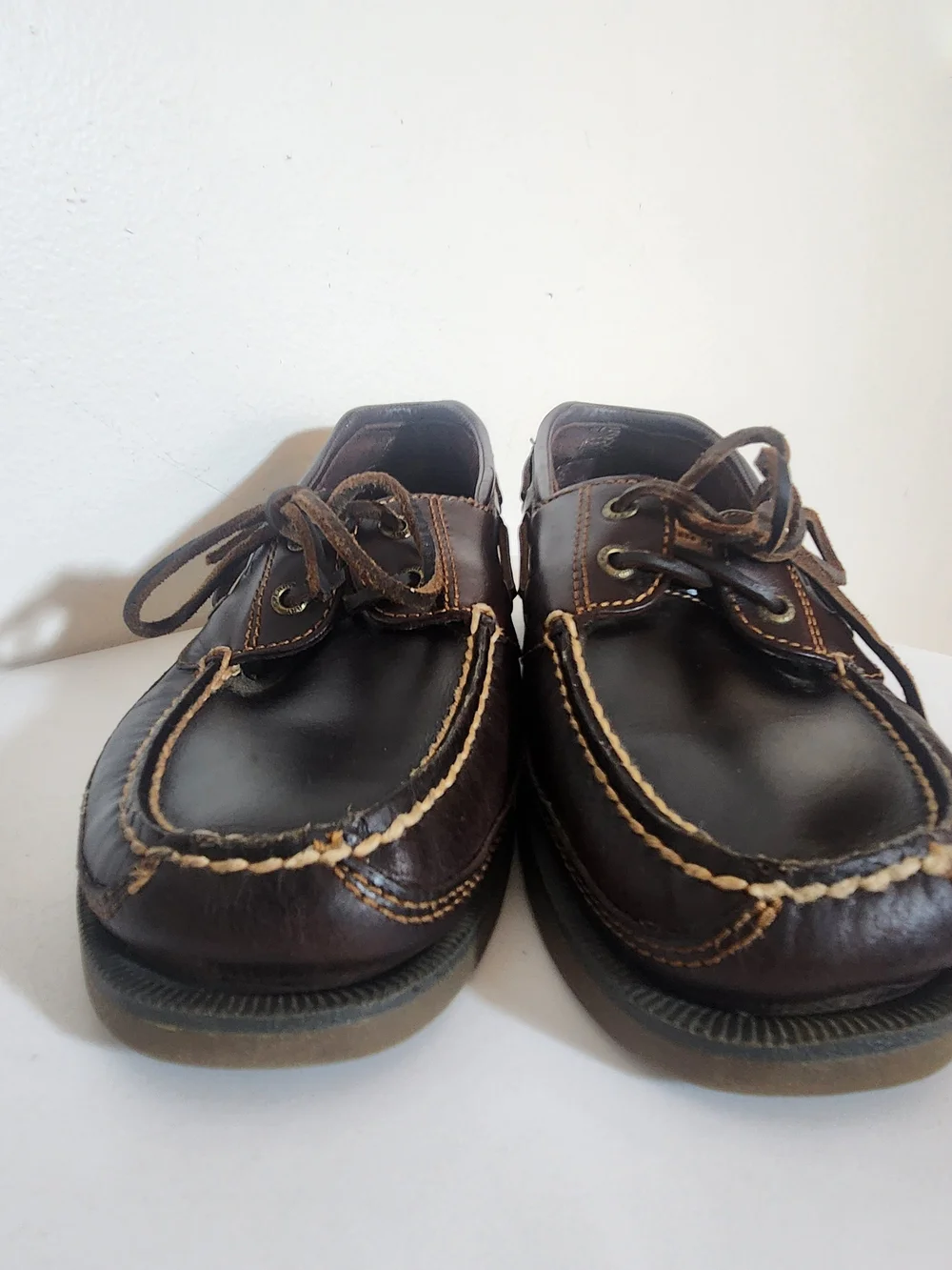 Sperry Dark Brown Leather Lace Up Loafers Boat Shoes Size 8.5 Flaw